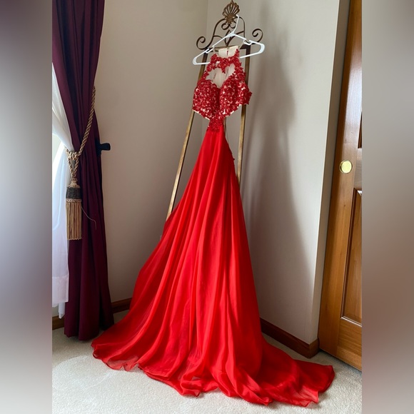 Red Cutout Prom Dress - Picture 3 of 8